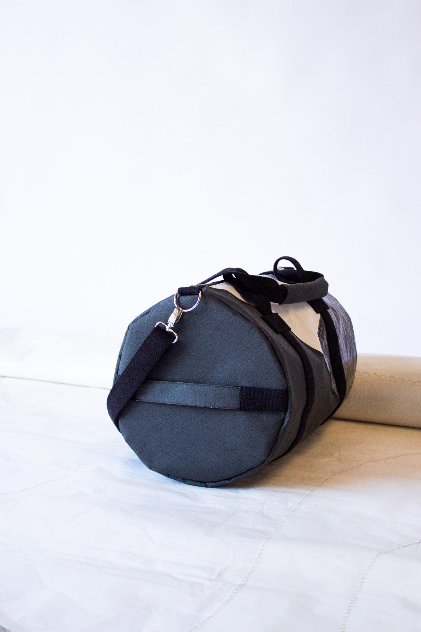 Black Gray Leather Womens Barrel Handbag Handmade Barrel Handbag Cross